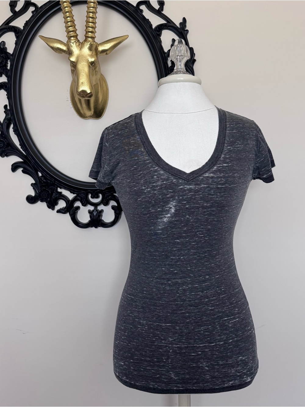 Z Supply Charcoal Heather Short Sleeve V-Neck Tee